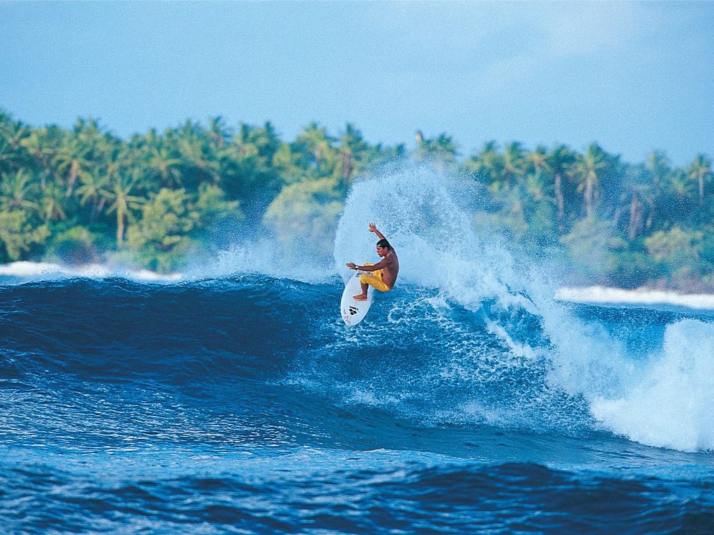 Surfing in the Maldives